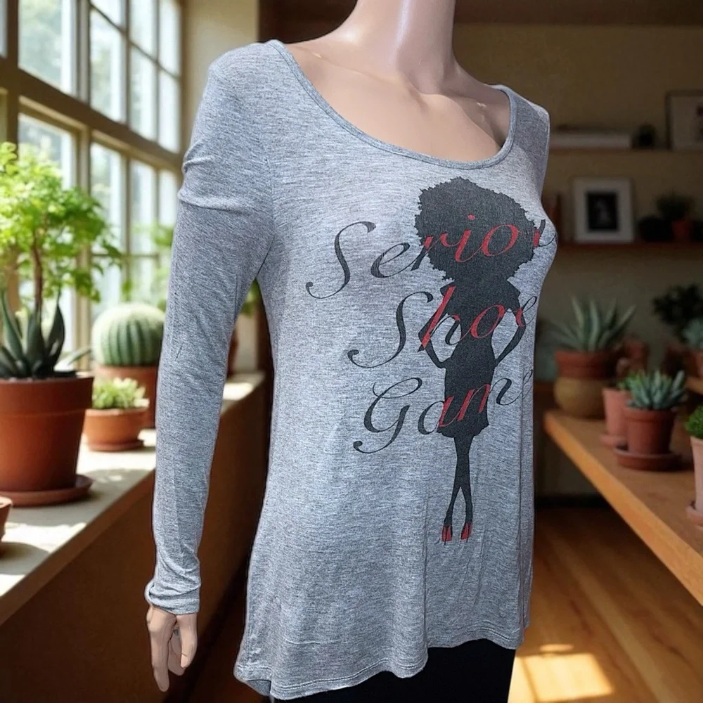 Haus of Swag “Serious Shoe Game” Graphic Long Sleeve Tunic Tee-Shirt - Picture 9 of 16